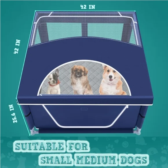 42x42 Inches Puppy Playpen with Cover&Dog Pads, Dog Playpen